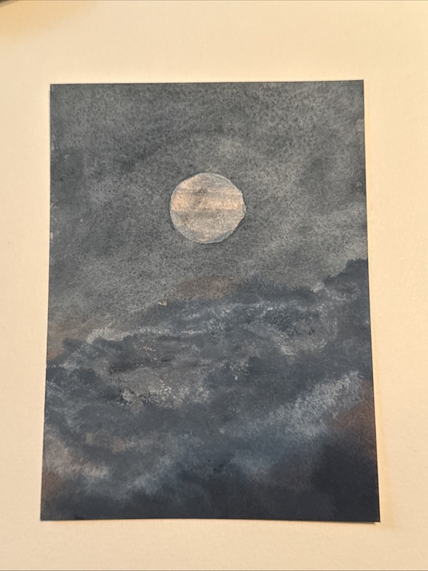 “Lunar Blues” Watercolor 5 X 7 Signed By Artist