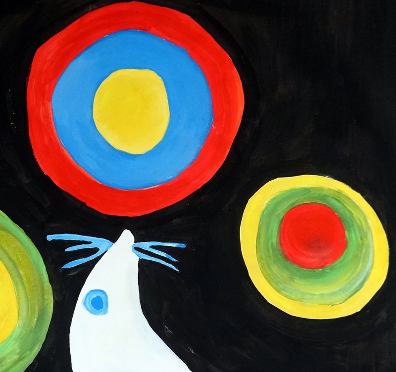 KAREL APPEL / Real Awesome Acrylic on Paper, Art Painting Hand Signed. gallery