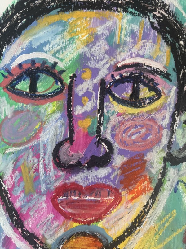 Boy Wonder - Original Signed Mixed Media Portrait Abstract Expressionism 9x12 gallery