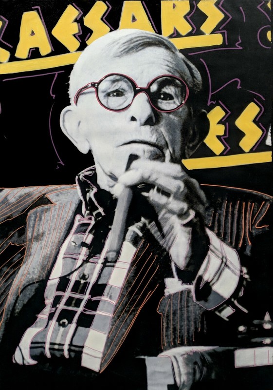 STEVE KAUFMAN «GEORGE BURNS PERFORMS AT CAESAR’S» | UNIQUE PAINTED CANVAS 46X30″