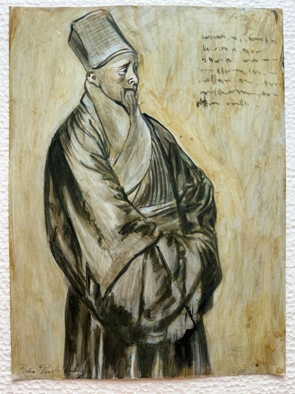 PETER PAUL RUBENS painting drawing on old paper signed stamped