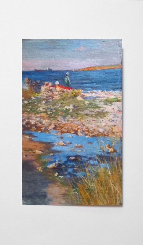Oil painting Ochakov Ukrainian painter Cardboard original seaside landscape