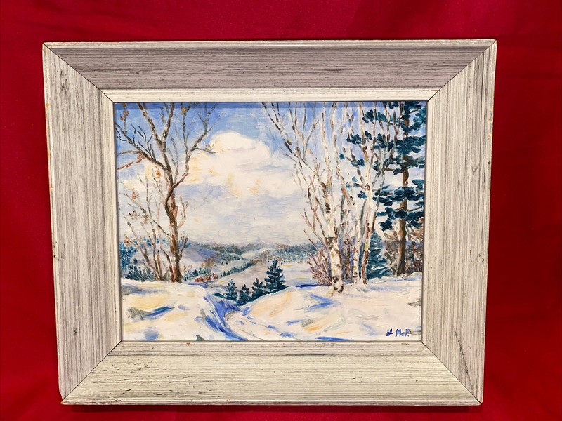 Vintage Oil Painting by HELEN McFARLAN ~ Northern Winter, 1952
