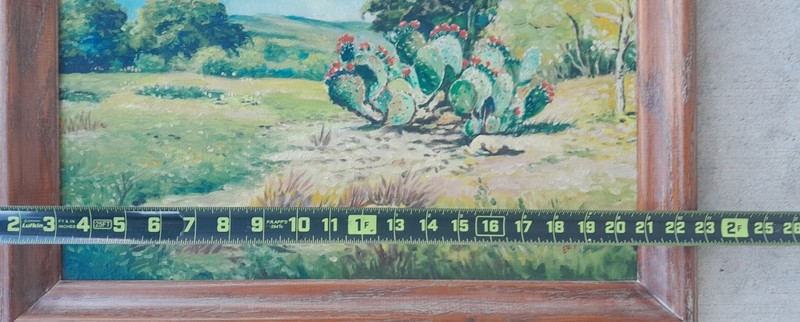 1964 WEST TEXAS OIL/PANEL LANDSCAPE "PRICKLY PEAR CACTUS" SIGNED ED STROHMANN gallery