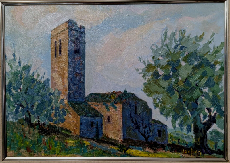 Vintage 1989 Signed Bertran Original oil painting Castellar Vell Spain 13x18 in gallery