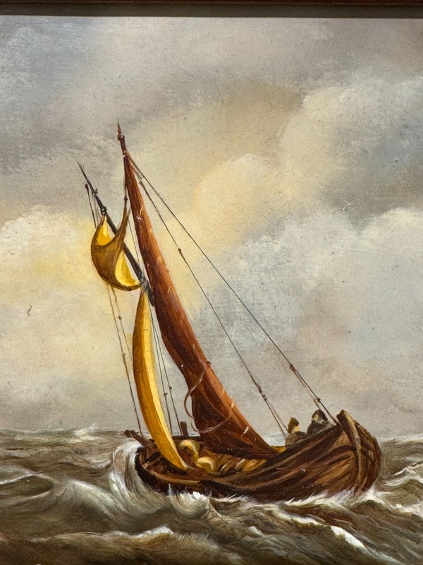 J VAN RIEMSDYK SIGNED ORIGINAL OIL PAINTING NAUTICAL SEASCAPE DUTCH FLEMISH SHIP gallery