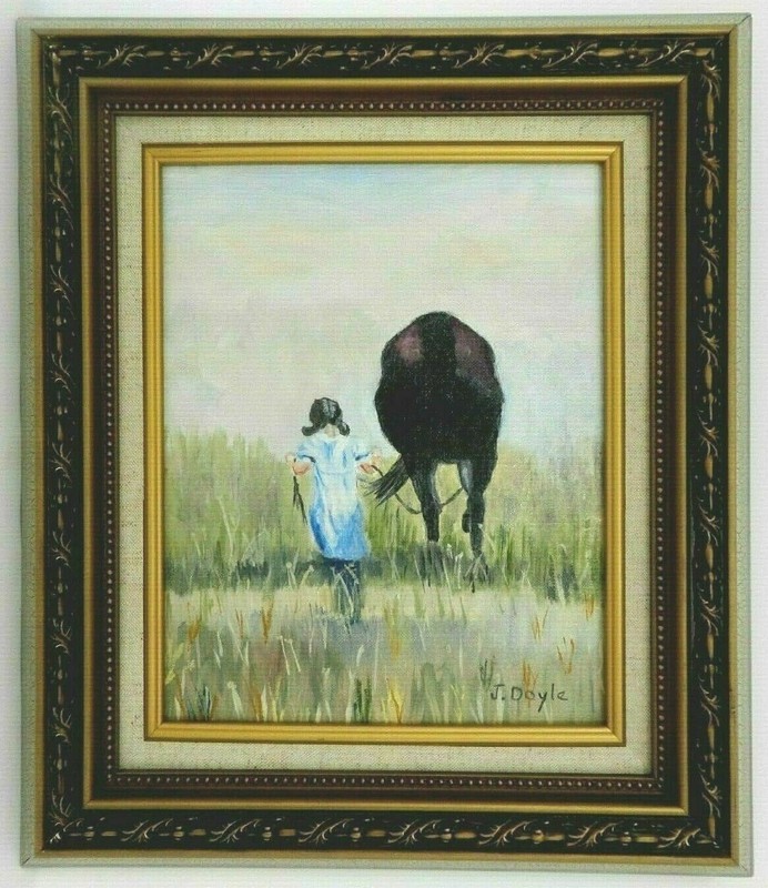 M. JANE DOYLE SIGNED ORIGINAL ART OIL/CANVAS PAINTING «SADIE»(GIRL w/HORSE) FR.