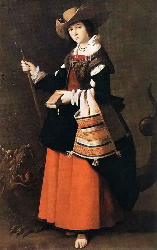 Ｏｉｌ　ｐａｉｎｔｉｎｇ francisco de Zurbarán – st margaret young woman with dragon canvas