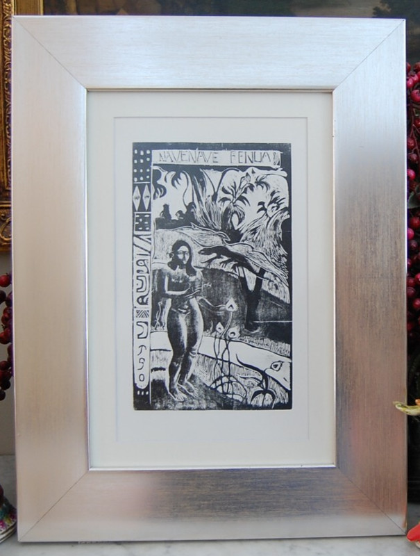 FRAMED PAUL GAUGUIN VINTAGE 1960’S PRINT OF THE WOODCUT «NAVE NAVE FENUA (1894)