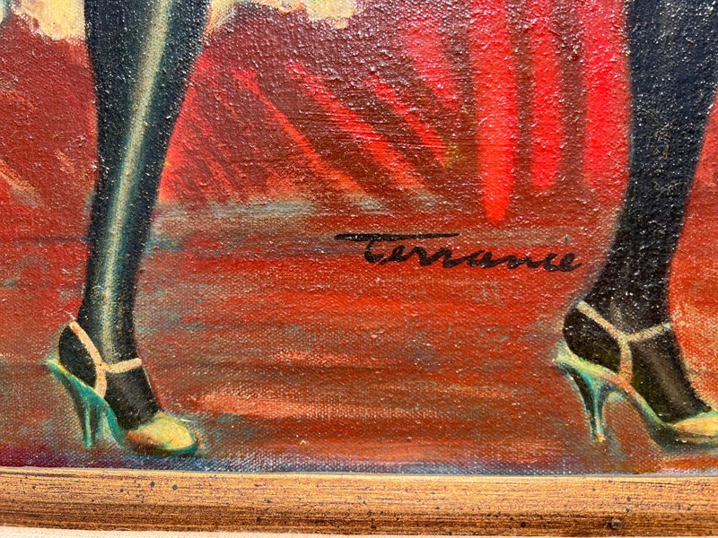 Vintage Showgirl Follies Oil Painting Signed “Terrance” Cabaret Chorus Line 30” gallery