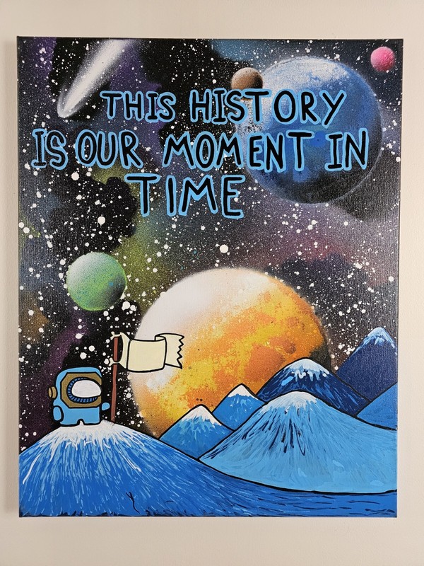 Original Signed Jacob Gardner Painting 20×16 Canvas – Modern Space Art 2023