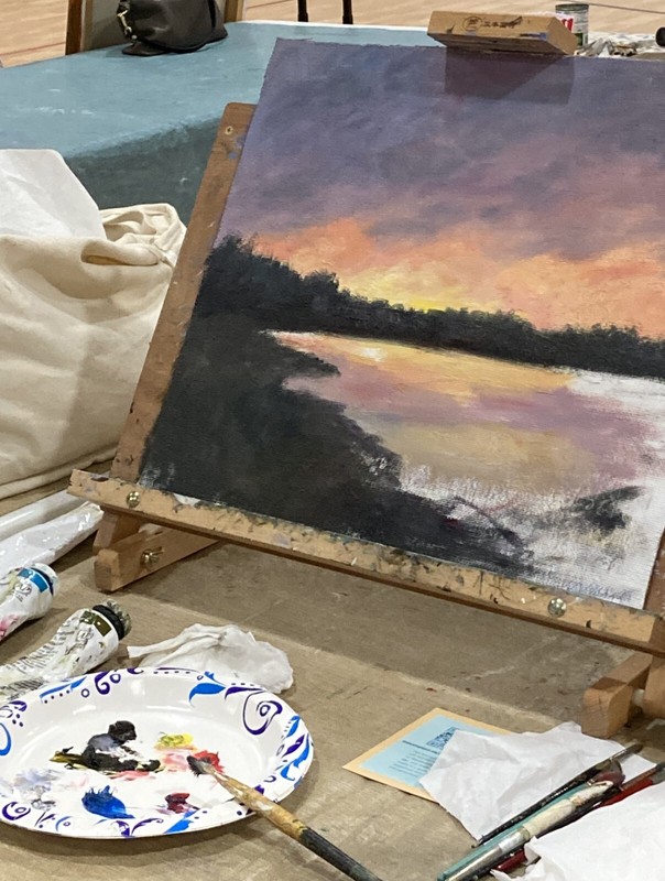 DOWN by the RIVER - landscape painting on 14.5x16.5 inch canvas by K. McDermott gallery
