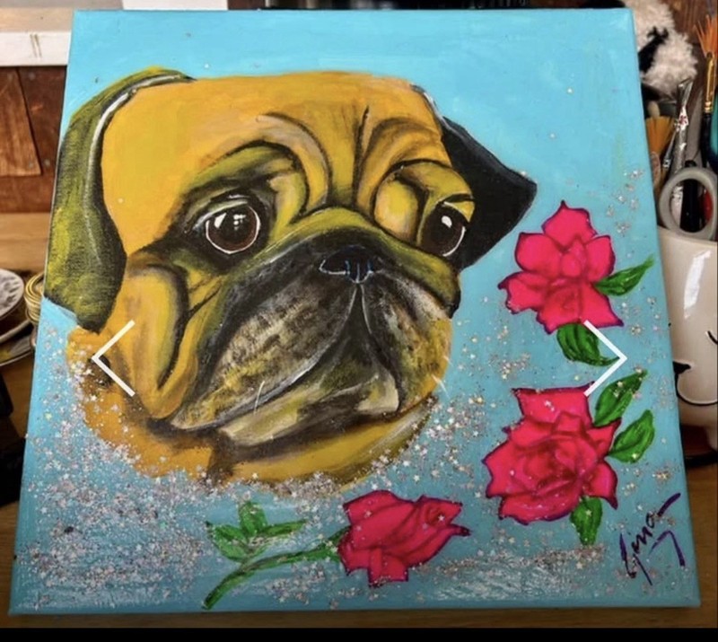 Custom Pet Portrait made to order 8” X 10” acrylic on canvas By Gina Josephs gallery