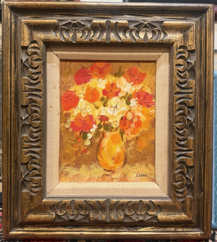 Sergey Slavin (b. 1955), Untitled, Floral Still-Life Oil Painting on Board