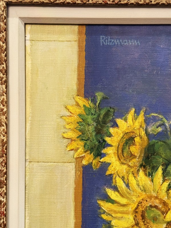 Jakob Ritzmann (Swiss), VTG c 1939 Orig. Impressionist O/C "Sunflowers", Signed! gallery