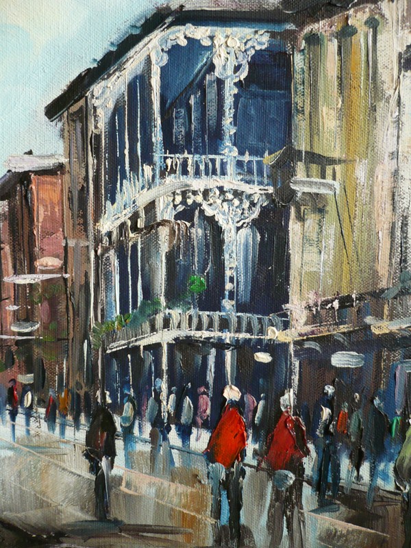 WALTER KLAPSCHINSKI GERMANY QUEBEC ARTIST MOD OIL Street Scene MODERN CITYSCAPE gallery