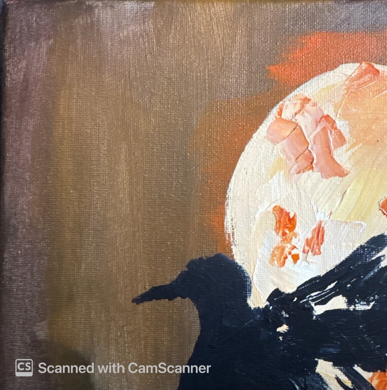 Gothic Raven Moon Original Acrylic Painting 11X14 Signed Canvas Art gallery