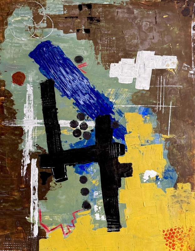 Handmade Abstract Painting on Poster Paper 22×28 Inch Textured Acrylic Artwork