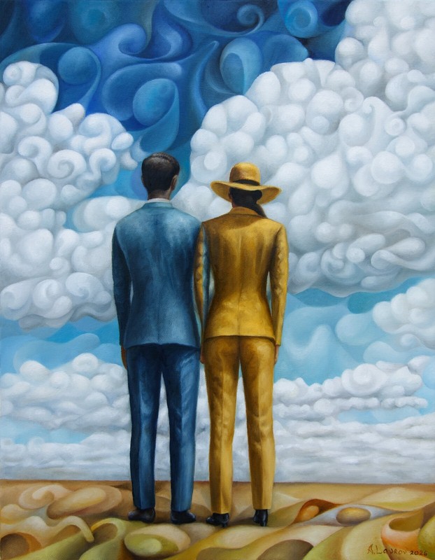 When Heaven Meets Earth 2025 (oil on canvas by Alex Lavrov) 14″x18″ symbolism