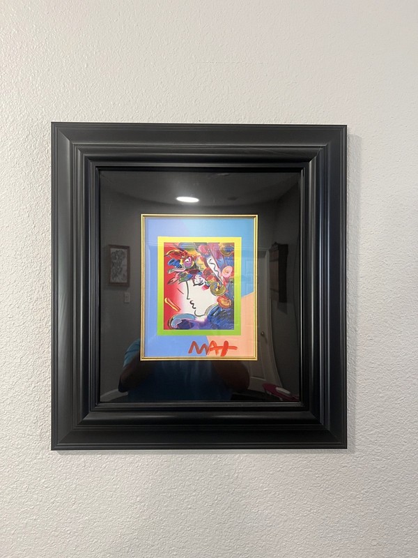 Peter Max Umbrella Man & Blushing Beauty on Blends Signed Mixed Media COA gallery