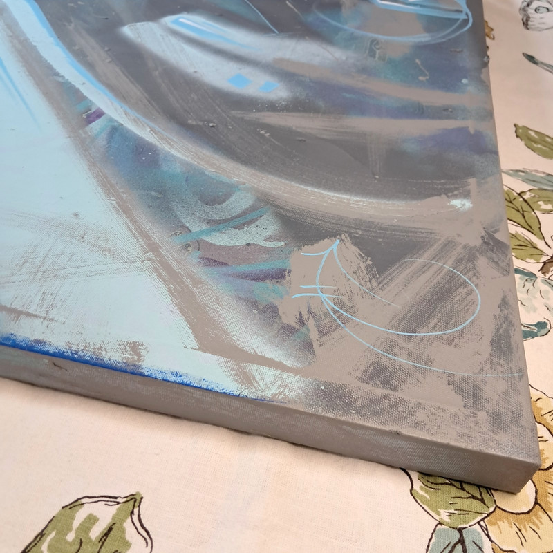 NIMBUS Original Painting "LOW CLASS BLUE" Abstract on Large Canvas 32x21" OOAK gallery