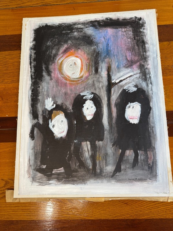AGNES ROBERTSON 1966 ART- ACRYLIC ON PAPER MOUNTED ON MAT BOARD