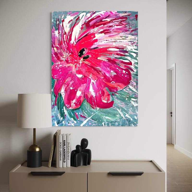 Painting abstract acrylic original flower hand painted modern unique