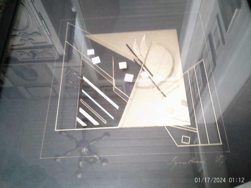 Collage Japanese avant-garde geometry in original frame • Signed 'Seirin' gallery