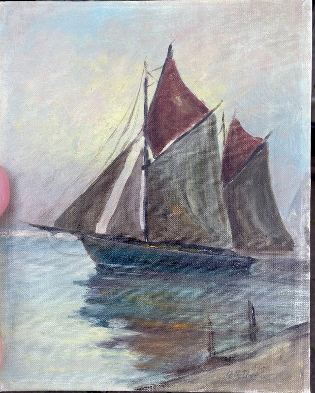 Listed California Artist Albert Raymond Drew Santa Barbara Plein Air Sailing