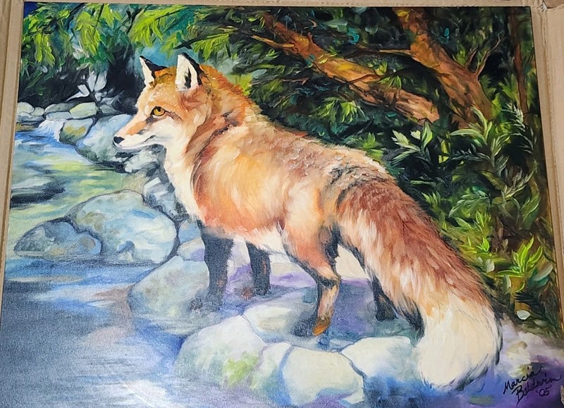 2005 MARCIA BALDWIN ORIGINAL OIL PAINTING «RED FOX III» COA 20″ X 16″