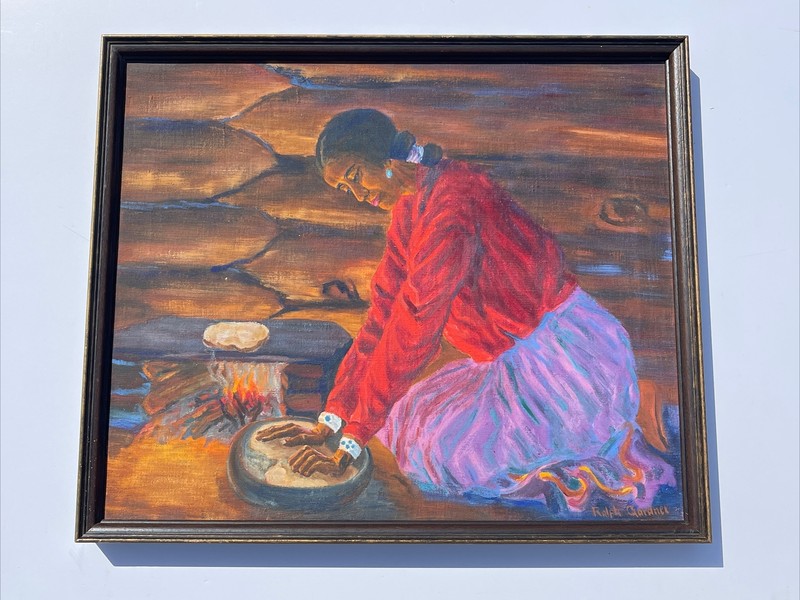 ANTIQUE LANDSCAPE PAINTING AMERICAN NAVAJO WOMAN 1930'S INDIAN GARDNER PORTRAIT gallery