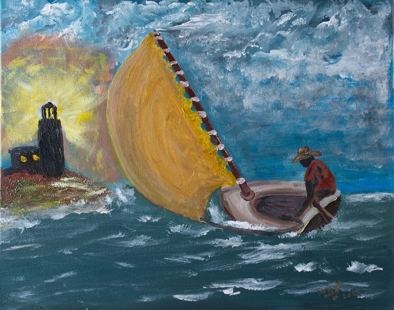 Freedom’s Run – Original Acrylic Painting Escaping Slavery by Stormy Seas