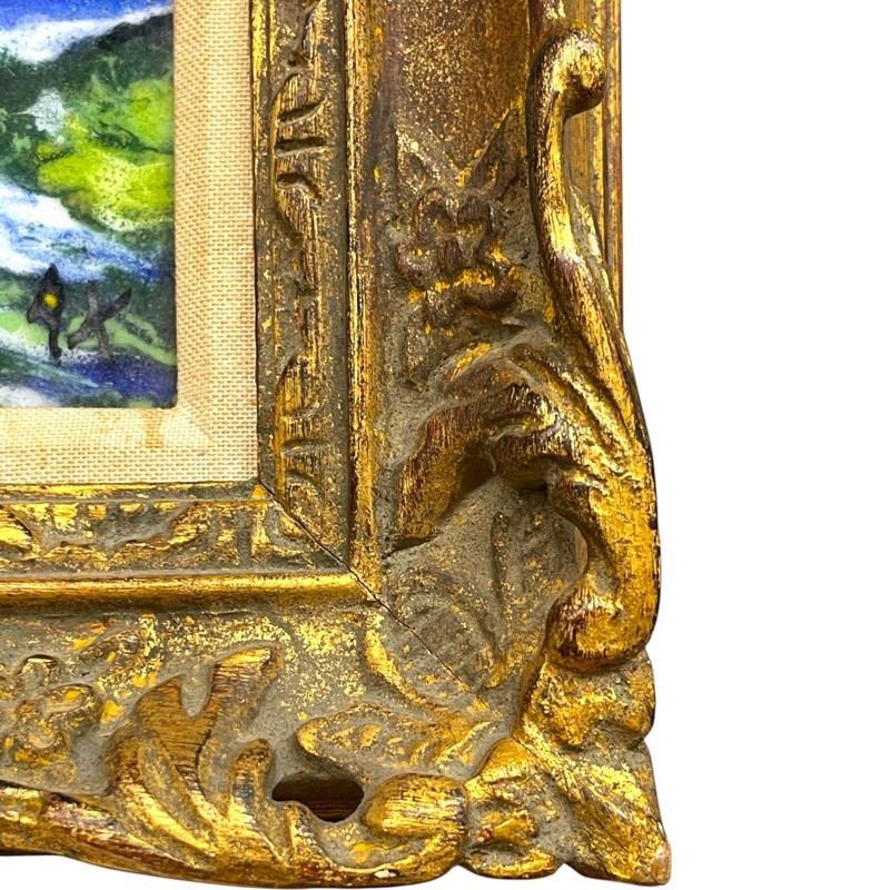 A Contemporary Design Enamel Painting on Copper Set in an Ornate Frame gallery