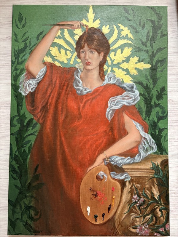 Painter Lady Portrait – Oil Painting Canvas Original (55cmx37.5cm)