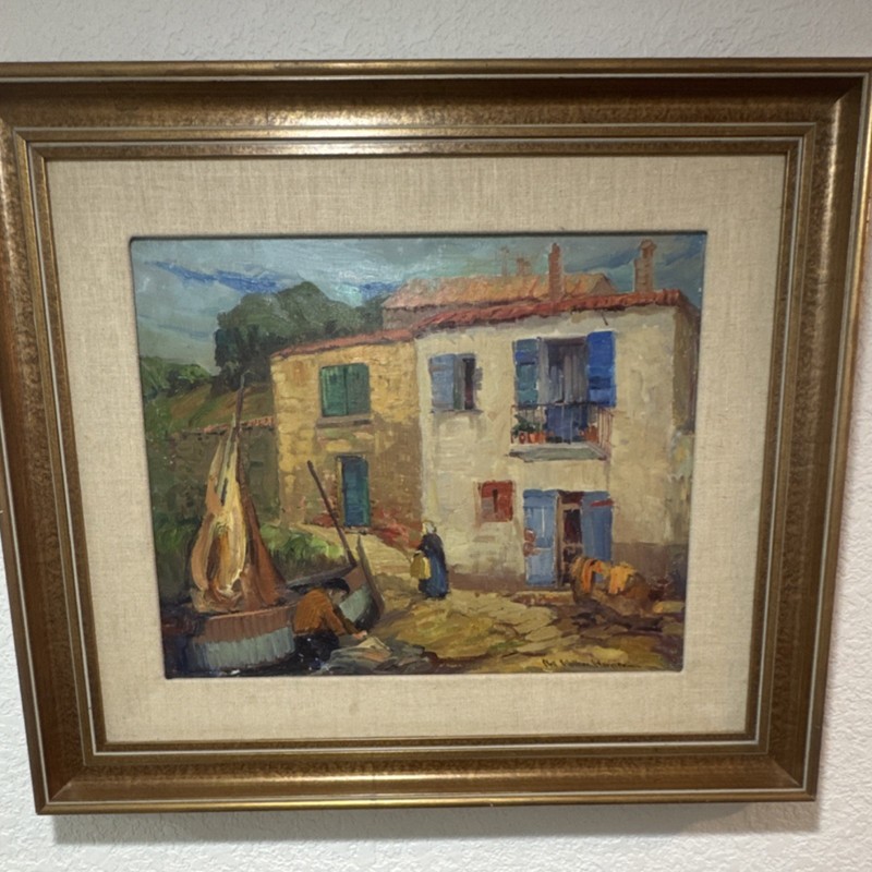 Nell Walker Warner Signed Impressionist Landscape Canvas 1920-1940s, Framed