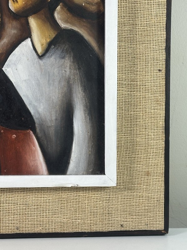 Beautiful Original Vintage Mexican Folk Art Painting Signed J Ortiz Oil On Board gallery