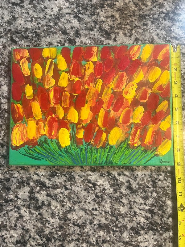 Field of Tulips Acrylic Painting on 12 x 9 Canvas - FREE SHIPPING gallery