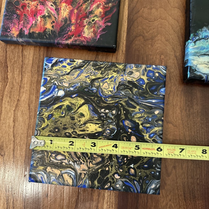 Abstract Acrylic Pour Fluid Art Painting Original Wall Decor Lot Of 4 gallery