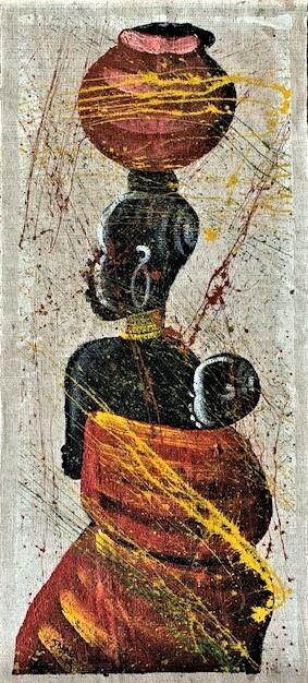 Original Hessian Painting from Southern Africa (NOT a Print) Artwork UNFRAMED