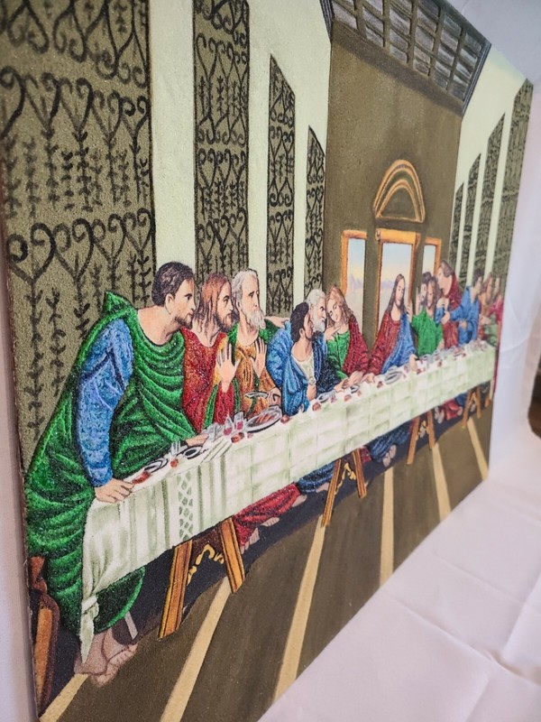 Natural Gemstone Painting Handcrafted The Last Supper 32"x24" gallery