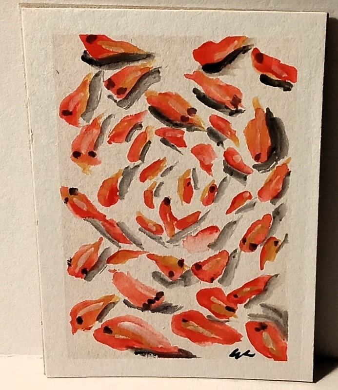 OOAK Original ACEO Painting – Gold Fish – Miniature Art
