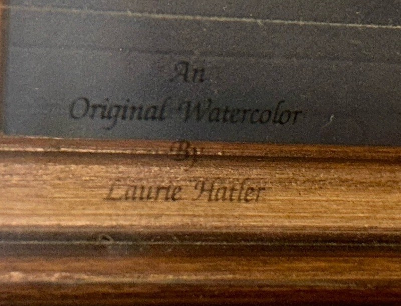 VTG Original GA Artist Laurie Hatler Rabbit Fine Watercolor Bunny 6.75”Sq 3”Diam gallery