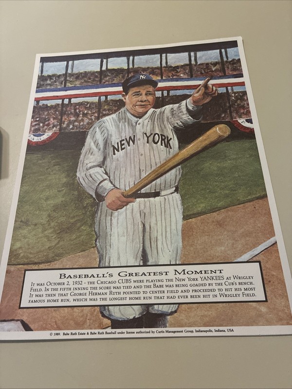 Babe Ruth Painting Baseball’s Greatest Moment Copy 1989 Authorized Made In USA