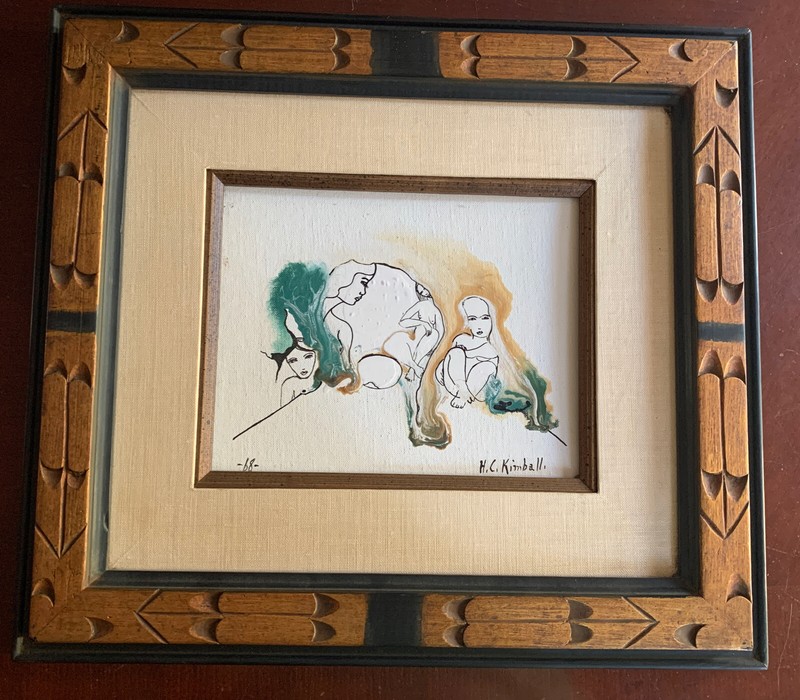 1968 Midcentury Modern H.C. (Harold) Kimball Oil Painting – Signed – Framed