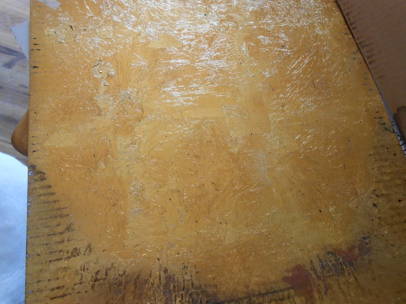 14 kt. gold leaf painting of Iconic Texas oil well by Mike Newton late 70's. gallery
