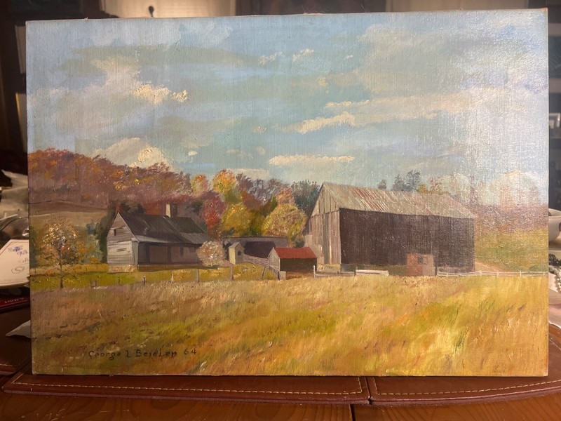 1964 Bushkill Pennsylvania Original Oil Painting Listed Artist George Beidler