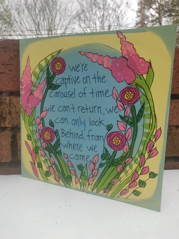 Joni Mitchell The Cirle Game Song Lyric Painting on 10 x 10 x 1/4″ wood panel