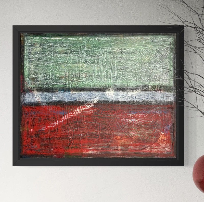 Original Abstract Acrylic & Oil Pastel Painting 16x20 On Canvas Jobu OOAK Block