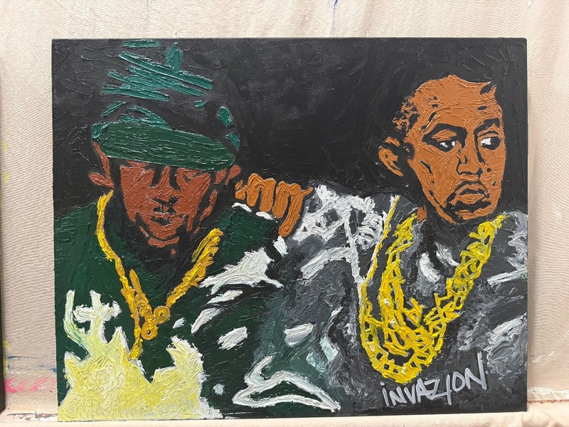Nas DJ Premier Inspired Hip Hop Oil Painting 16×20 Canvas Original Artwork Rap