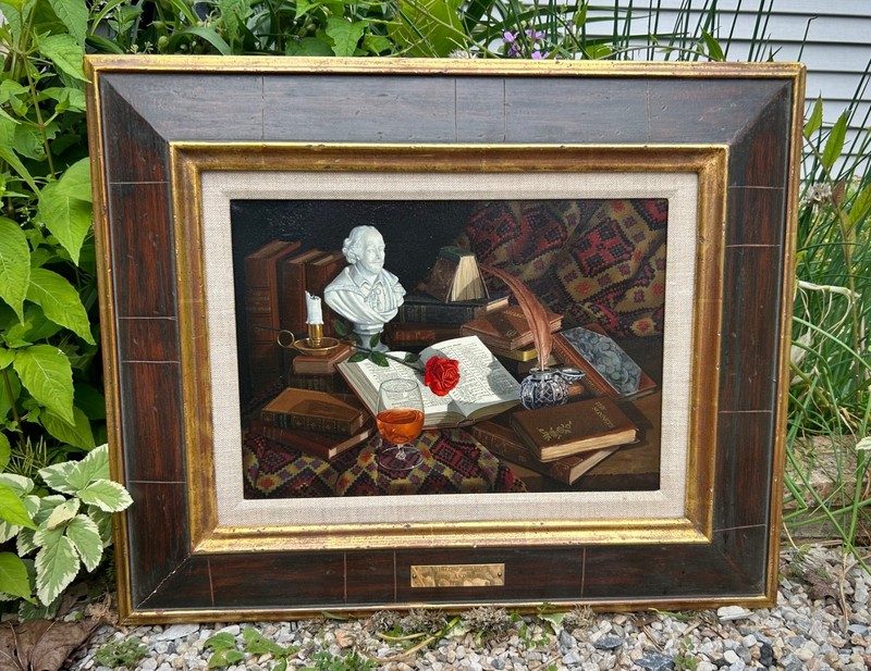 Oil Canvas Painting Trompe L’oeil Still Life Ralph Anderson California 1981